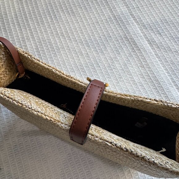 Saint Laurent Brown Le 5 à 7 Raffia Shoulder Bag - Picture 7 of 12